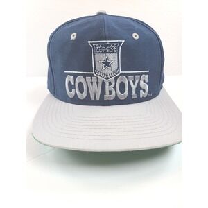 Vintage Dallas Cowboys The Game Snapback Hat Navy Blue Grey NFL 90s Flat Bill